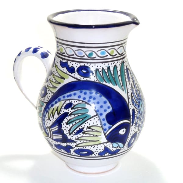 Aqua Fish Large Pitcher (Tunisia) Serving Pieces