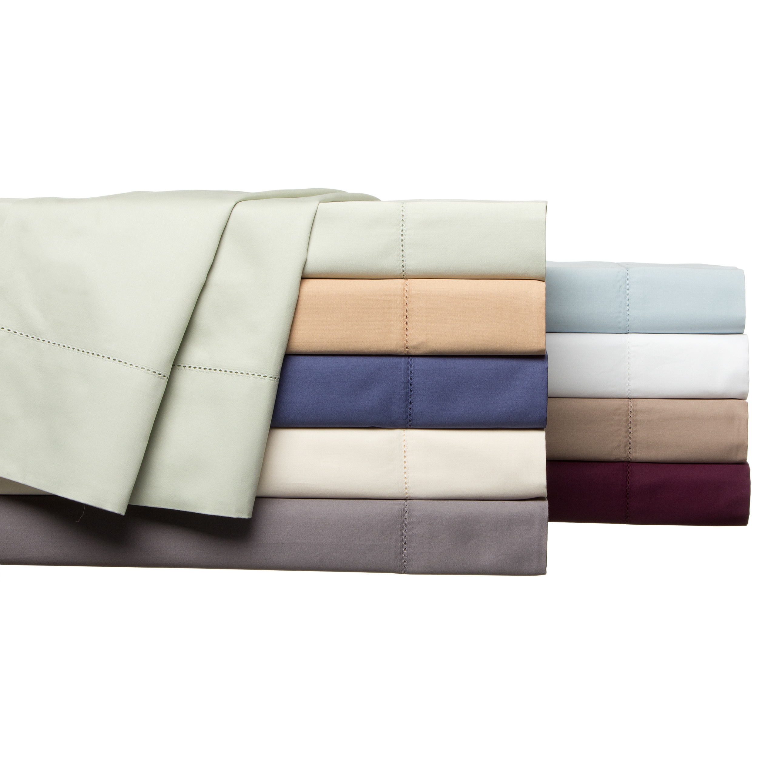 Elite Home Products Andiamo Solid 500 Thread Count Egyptian Cotton Sheet Set White Size Queen