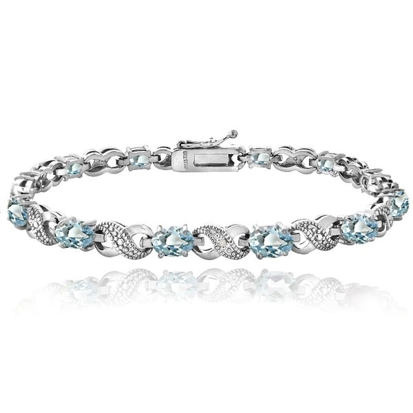 Glitzy Rocks 18k Gold over Silver Blue Topaz and Diamond XOXO Bracelet