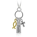Mondevio 18k Gold over Silver Two-tone Faith and Cross Necklace
