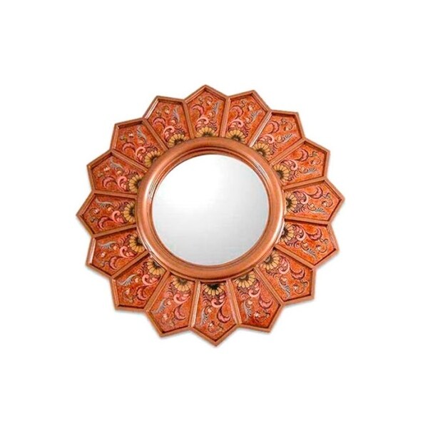 Daisy Fan Cedar Mirror - Orange