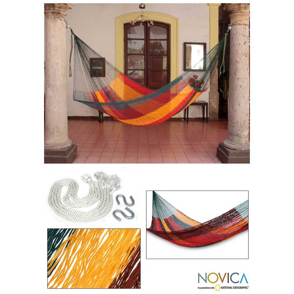 Cotton 'Red Wine Sunset' Single Hammock - 43"x78"