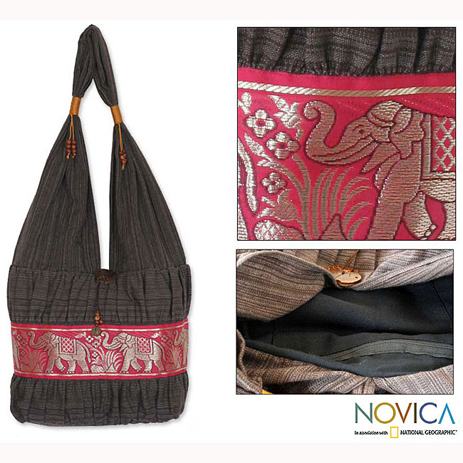 Handmade Cotton 'Scarlet Thai' Shoulder Bag (Thailand) Free Shipping