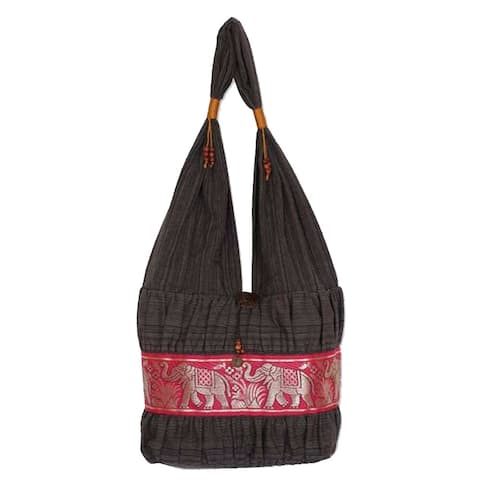 NOVICA Handmade Cotton Scarlet Thai Shoulder Bag (Thailand)