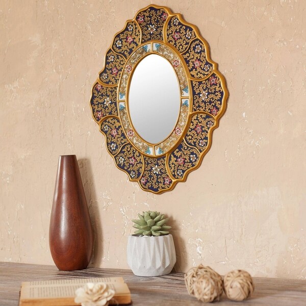 reverse painted glass mirror