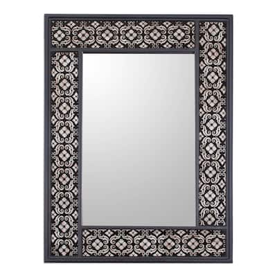 Handmade Silver Blossoms Reverse Painted Glass Floral Mirror (Peru)