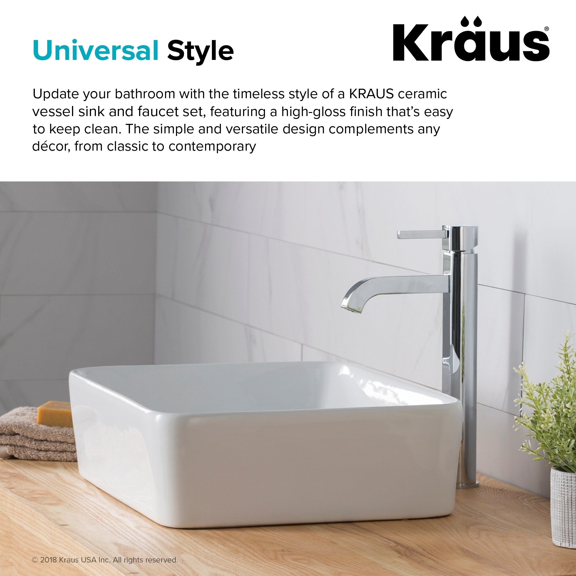 Kraus C Kcv 121 1007ch White Rectangular Ceramic Sink And Ramus