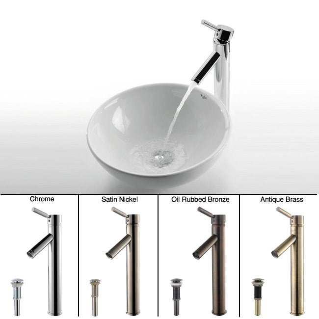 Kraus Round Ceramic Vessel Sink And Sheven Faucet