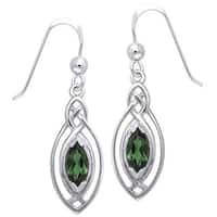 Shop Sterling Silver Celtic Claddagh Created Emerald Dangle Earrings ...