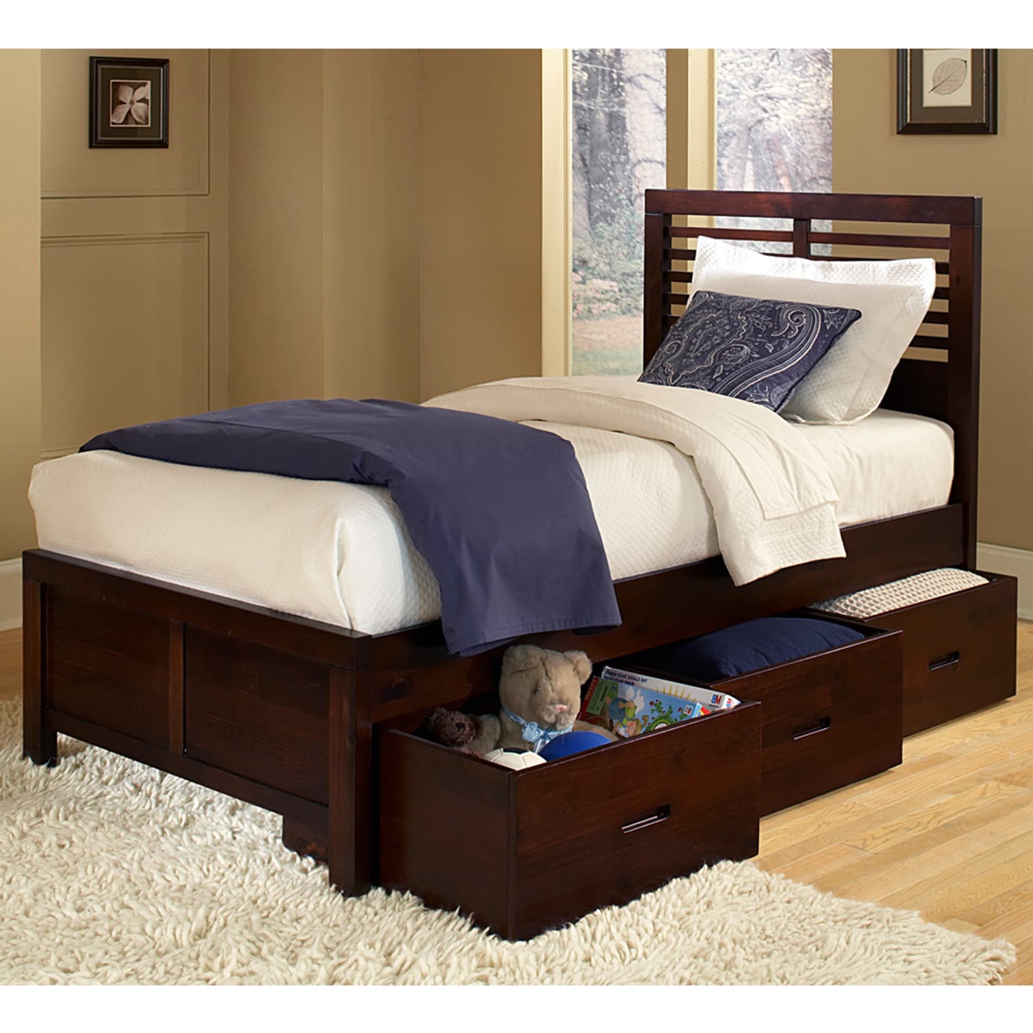 Tribecca Home Ferris Cherry Twin size Platform Storage Bed