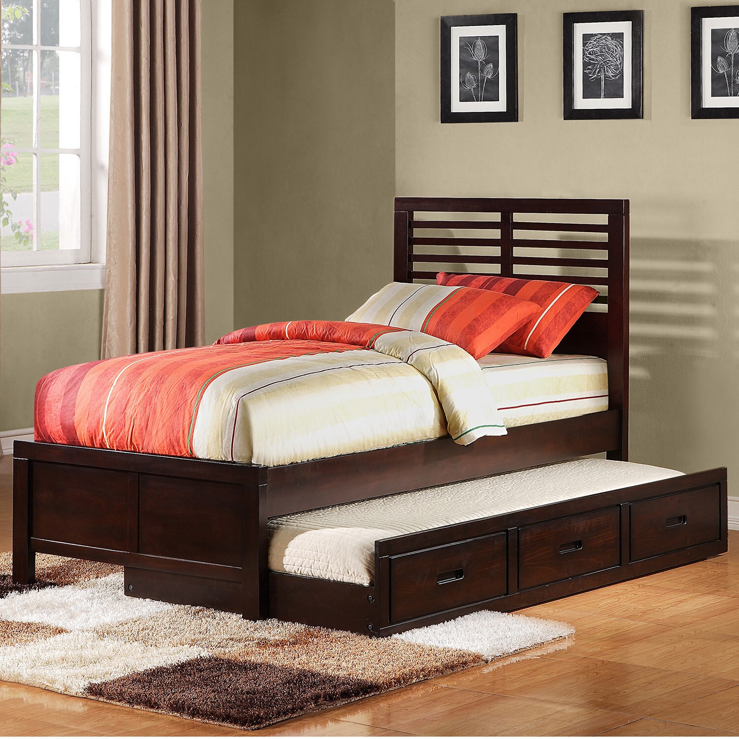 Tribecca Home Tribecca Home Ferris Cherry Full size Platform Bed With Trundle Unit Cherry Size Full