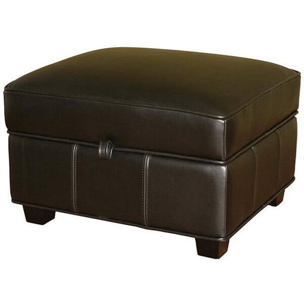 slide 2 of 3, Black Bi-cast Leather Storage Ottoman