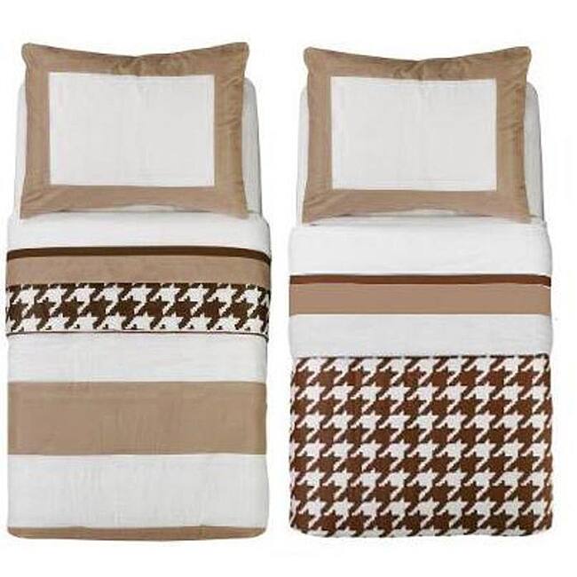 Bacati Metro Khaki/ White/ Chocolate 4-piece Toddler Bedding Set