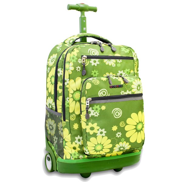J World Sundance Khaki Flower Rolling Laptop Backpack