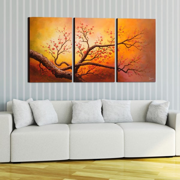 Hand-painted Oil on Gallery-wrapped Canvas Art (Set of 3)