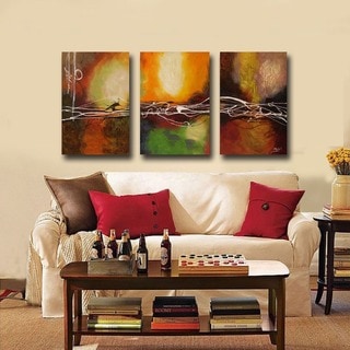 Hand-painted Oil 'Abstract' Canvas Art (Set of 3) - Multi - Bed Bath ...