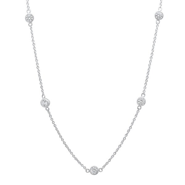 Sterling Silver 18-inch Cubic Zirconia Station Necklace - Free Shipping ...