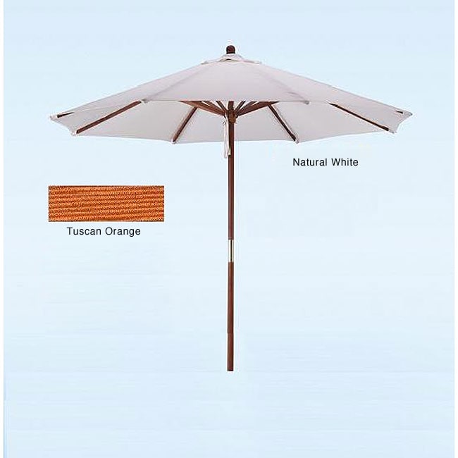 Shop Black Friday Deals On Hard Wood White Tuscan Orange Patio Umbrella Overstock 4089532