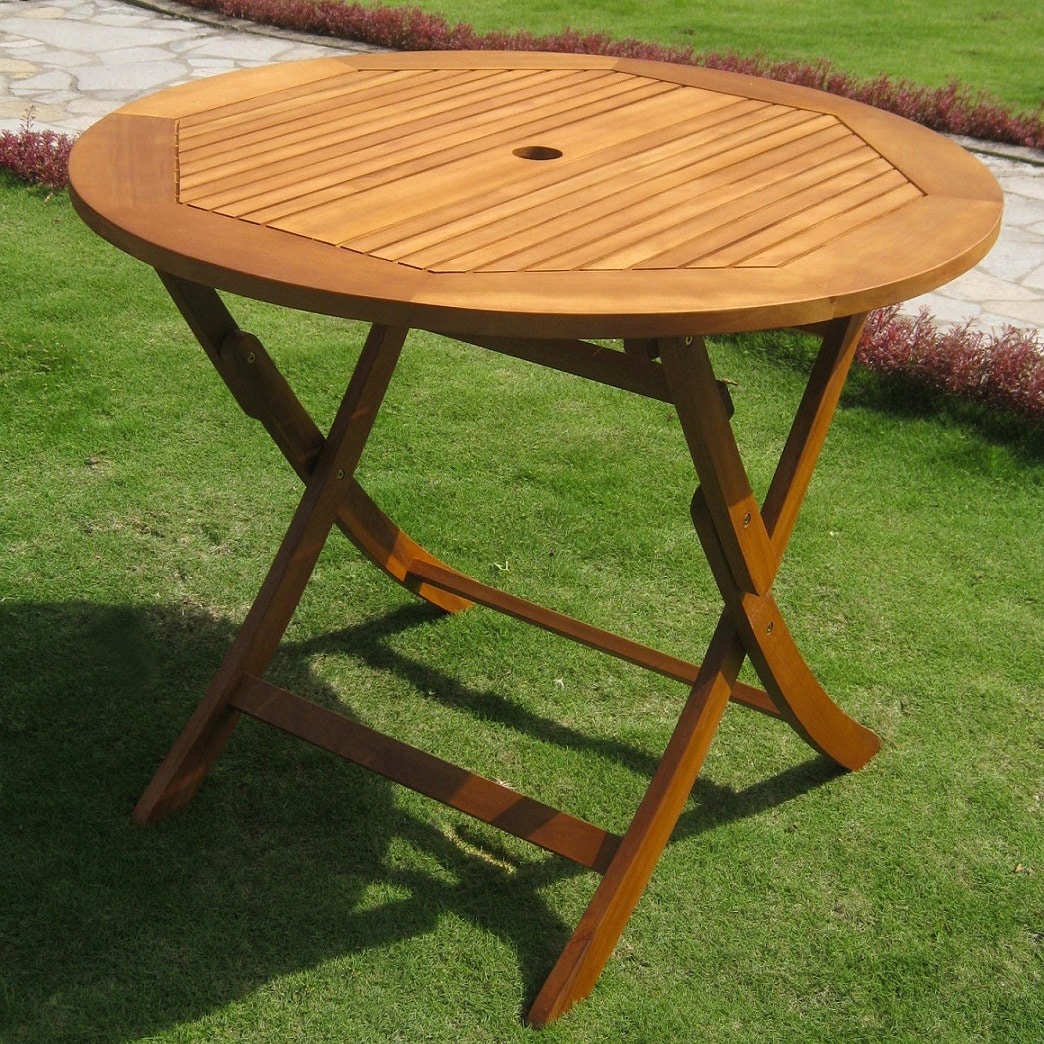 International Caravan Royal Tahiti Yellow Balau Wood 36 inch Folding Table