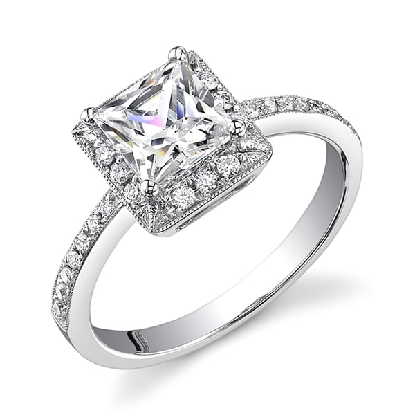 Shop 18k Gold 1 1/5ct TDW Diamond Princess Cut Halo Engagement Ring (I, I1) - Free Shipping ...