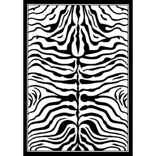 Nuloom Zebra Animal Print Black/ White Rug (710 X 1010)
