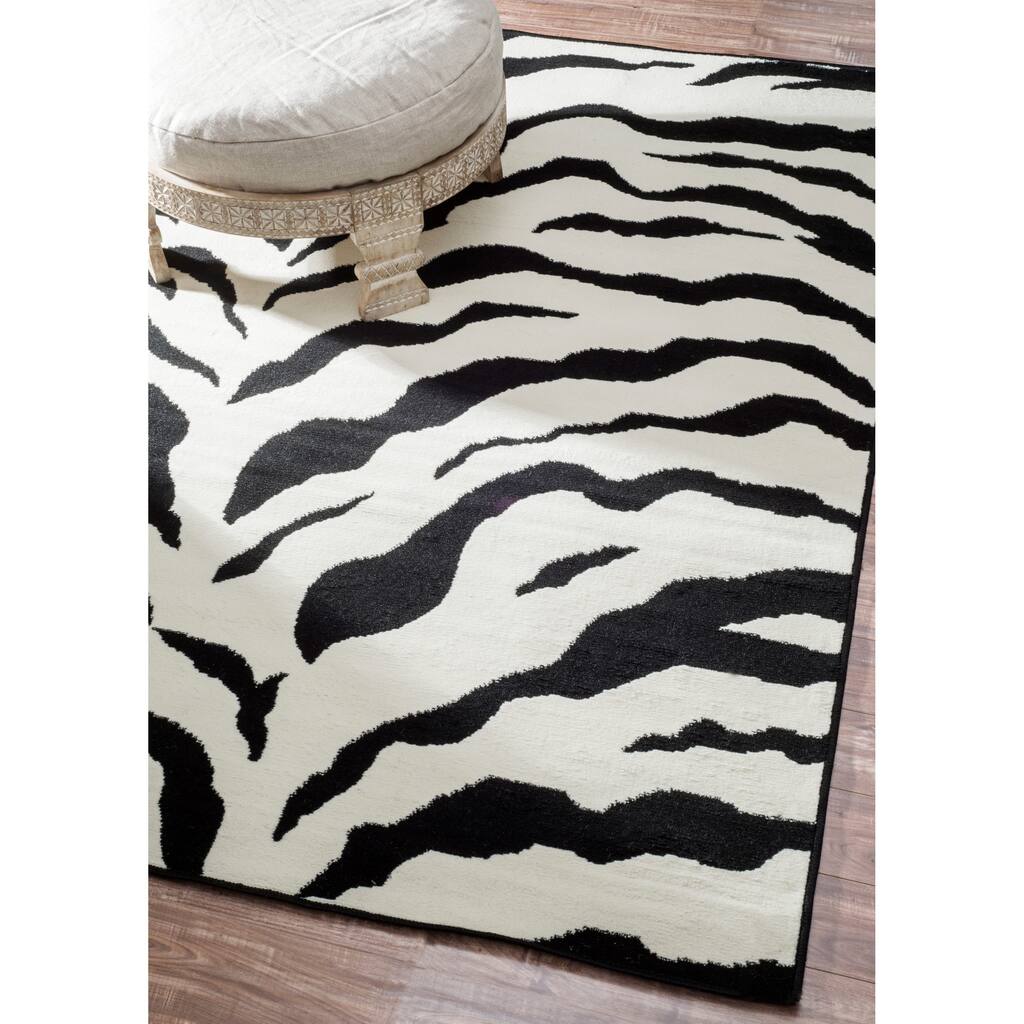 nuLOOM Black/Off-White Zebra Animal Print Area Rug
