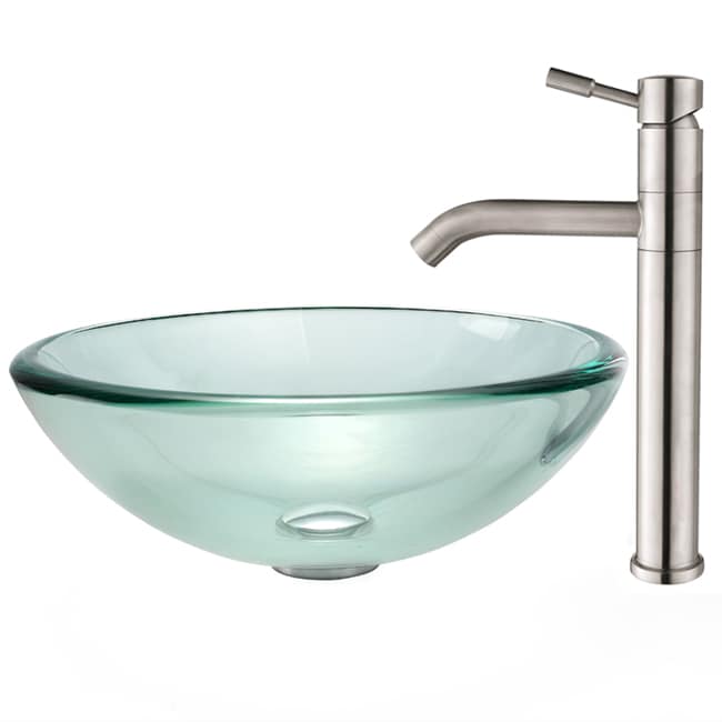 Kraus Clear 19mm Thick Glass Vessel Sink And Aldo Faucet