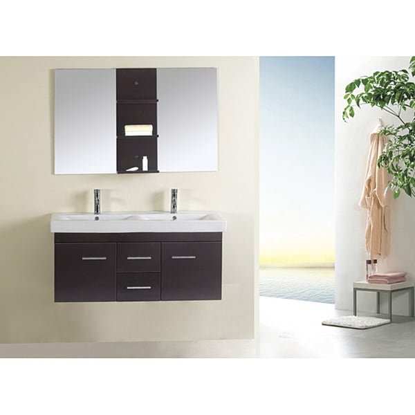 Shop Espresso Finish 47-inch Double-sink Bathroom Vanity ...