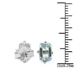 Malaika Sterling Silver Octagon cut Blue Topaz Stud Earrings Malaika Gemstone Earrings