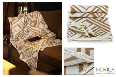 'Labyrinths' Alpaca Wool Throw Blanket (Peru)