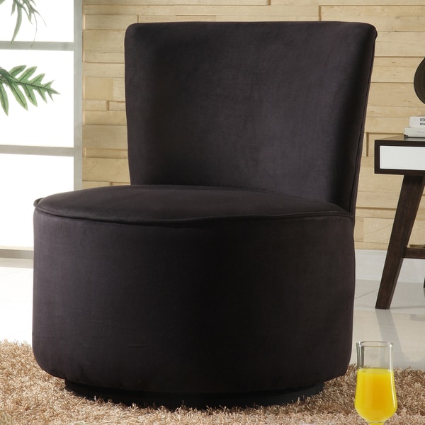 TRIBECCA HOME Moda Black Microfiber Modern Round Swivel ...