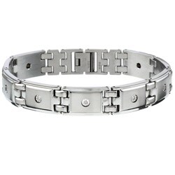 Shop Unending Love Stainless Steel 1/10ct TDW Diamond Men's Bracelet (I ...