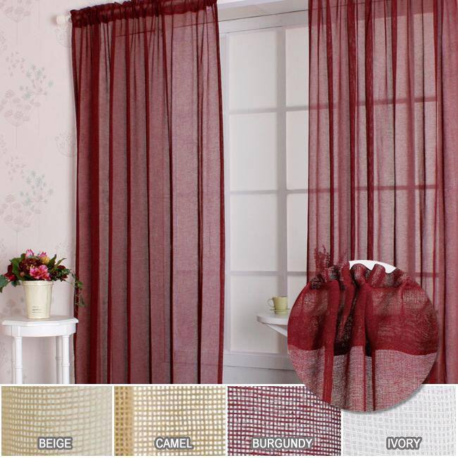 Sheer Linen Mesh 84-inch Window Curtain Pair