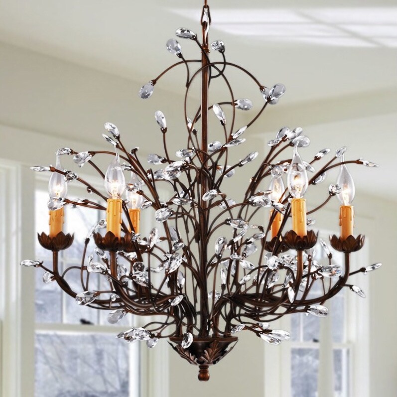 Copper Grove Antique Bronze 6-light Crystal and Iron Chandelier - Chandeliers For Bedrooms by Overstock.com