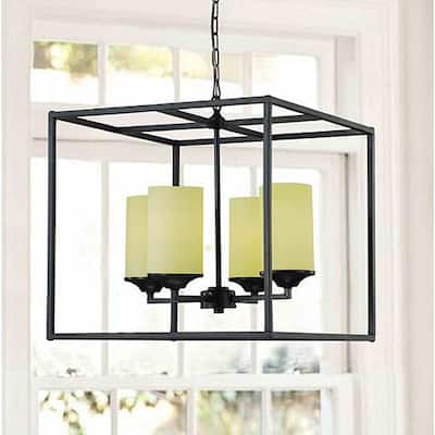 Large Black 4-light Pillar Chandelier