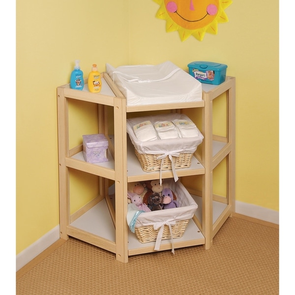 white corner changing table