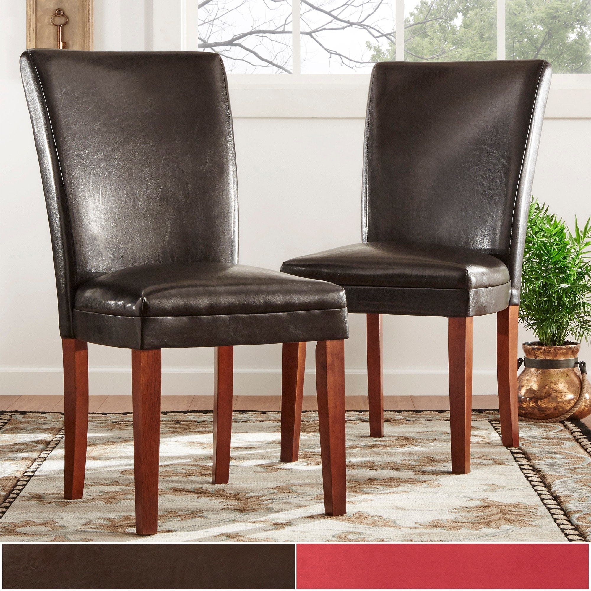 Tribecca Home Portman Faux Leather Parson Side Chairs