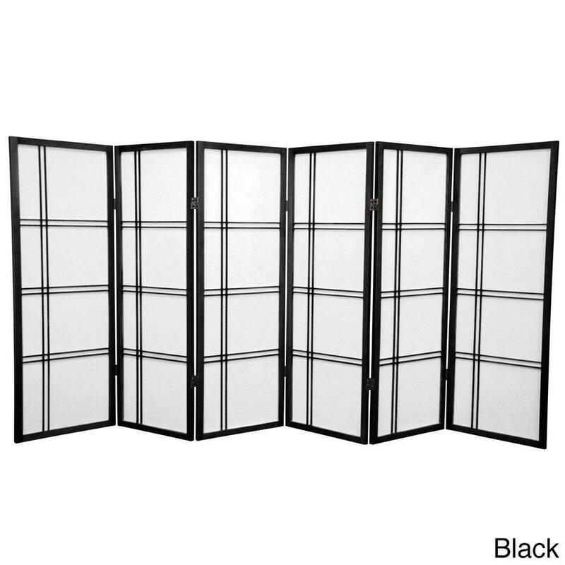 Handmade Spruce Wood 48-inch Double Cross Room Divider (China) - 6 Panel Black