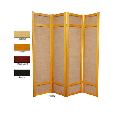 Handmade Wood and Jute 6-foot 4-panel Room Divider (China) - 71 x 68