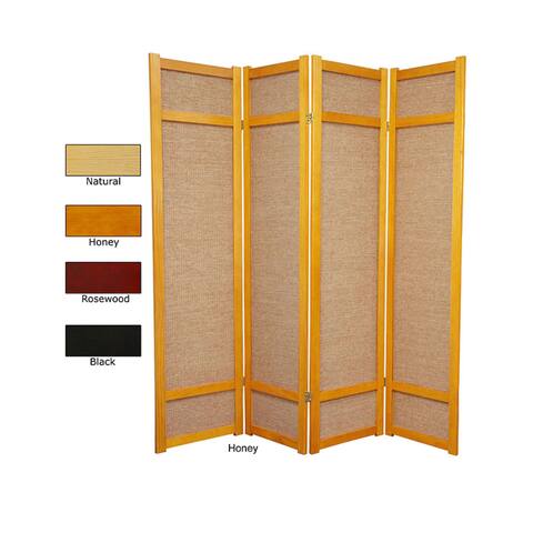 Handmade 6' Wood and Jute Room Divider