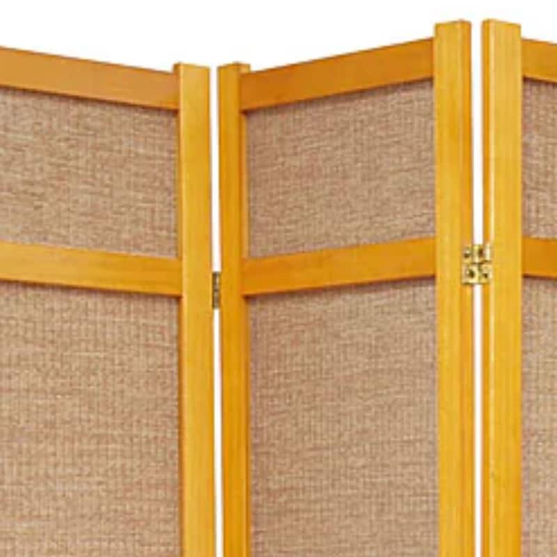 Handmade Wood and Jute 6-foot 4-panel Room Divider (China) - 71 x 68
