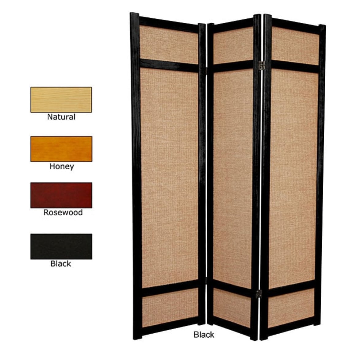Handmade Wood and Jute 6-foot 3-panel Room Divider (China)