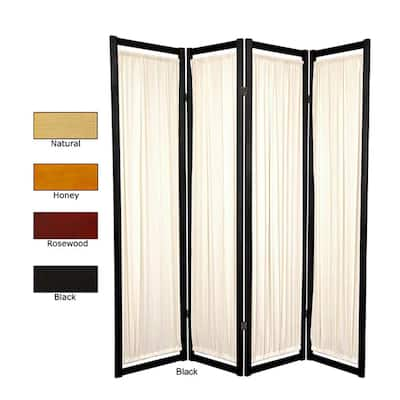 Handmade Wood and Cotton Helsinki 4-panel Room Divider (China) - 72 x 68