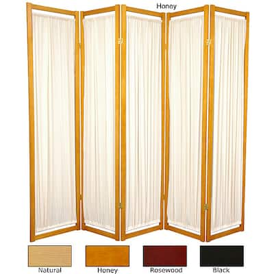 Handmade Wood and Cotton Helsinki 5-panel Room Divider (China)