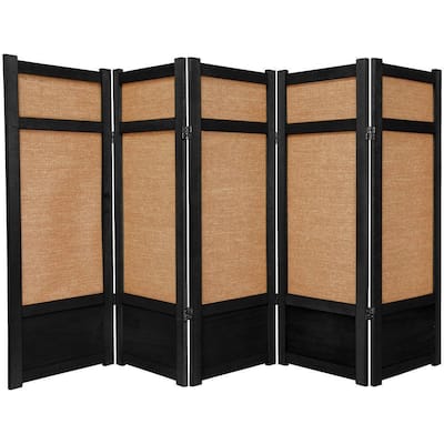 Handmade Spruce Wood and Jute 5-panel Room Divider (China) - 48 x 87.5