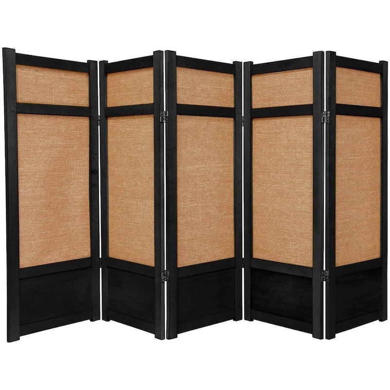 Handmade Spruce Wood and Jute 5-panel Room Divider (China) - 48 x 87.5