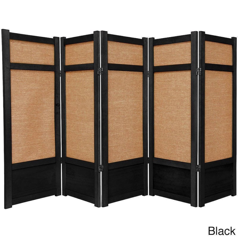 Handmade Spruce Wood and Jute 5-panel Room Divider (China) - 48 x 87.5