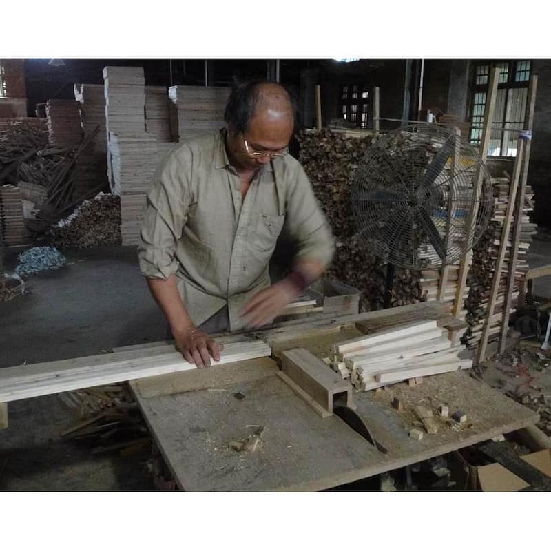 Handmade Spruce Wood and Jute 5-panel Room Divider (China) - 48 x 87.5