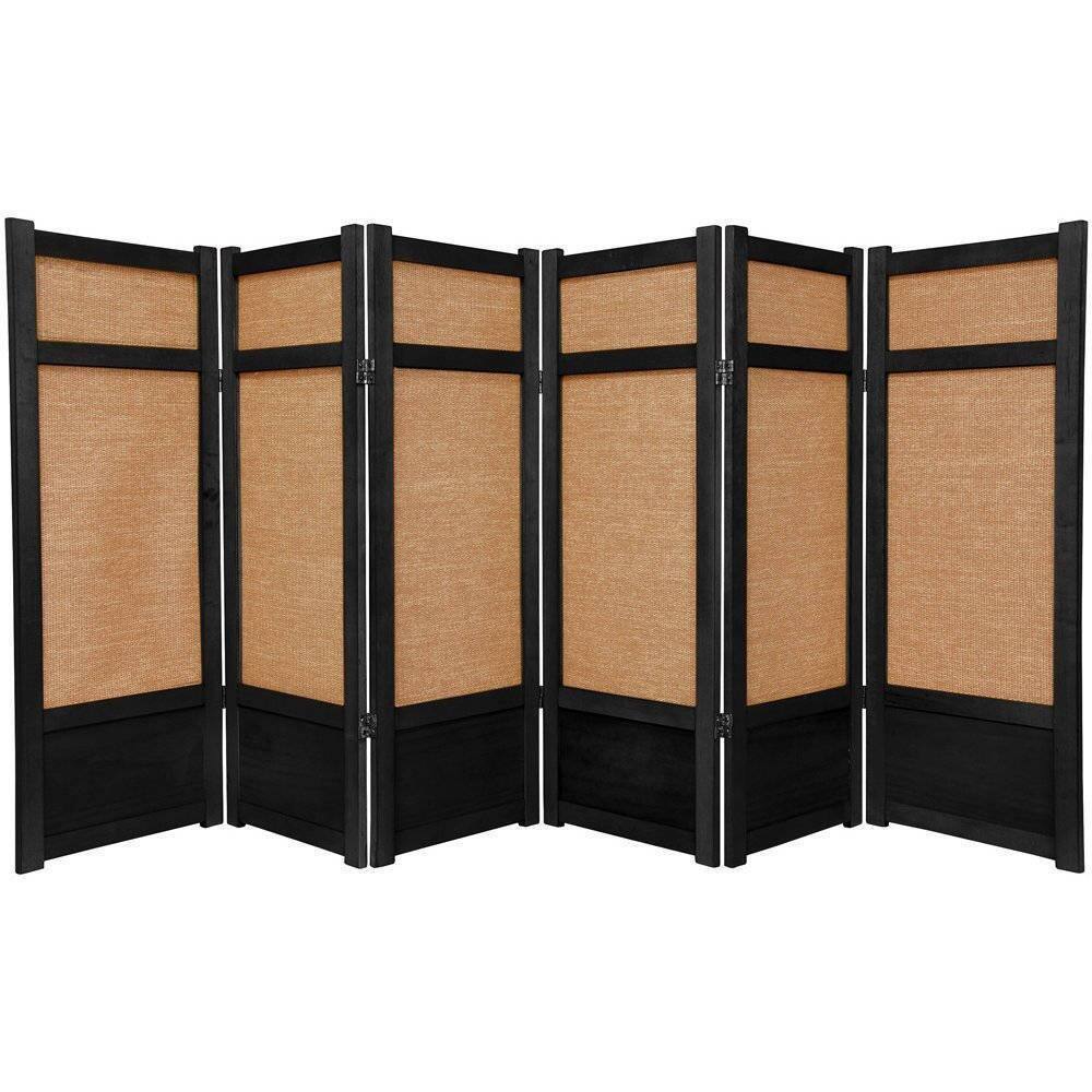 Handmade Spruce Wood and Jute 6-panel Room Divider (China)