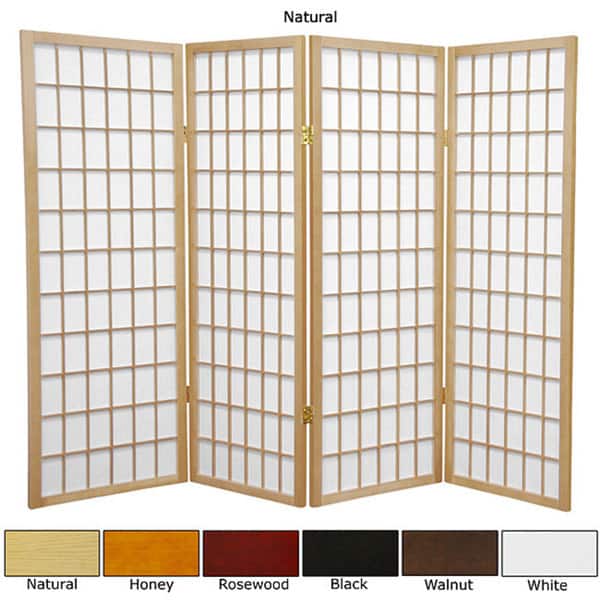 Wood and Rice Paper 4-foot 4-panel Windowpane Screen (China) - Bed Bath ...
